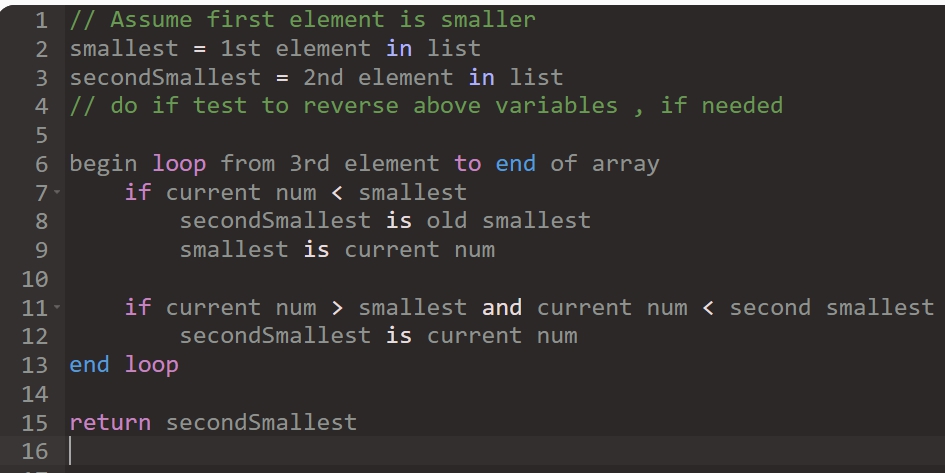 pseucode second smallest