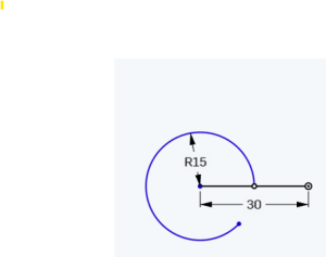 dimension the arcs radius to 15